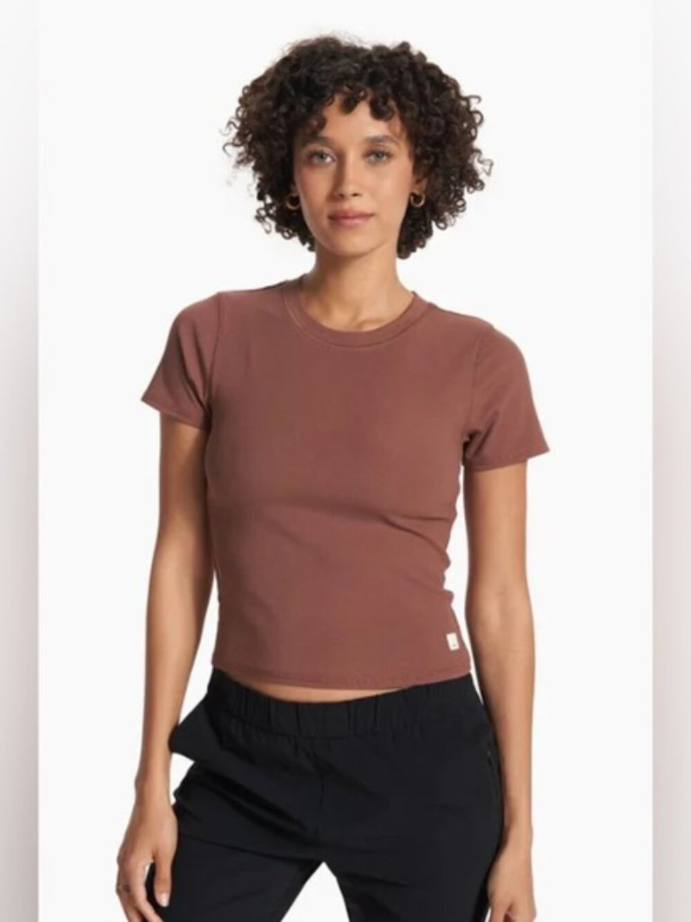 Vuori Pose Fitted Tee Ribbed Crop Top - Hazelnut - XL